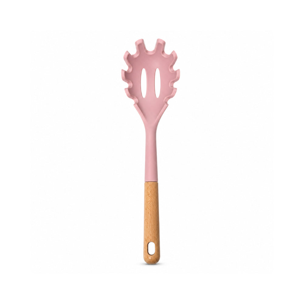 K&Co. Chef Series Wooden Handle & Silicone Pasta Server - PINK